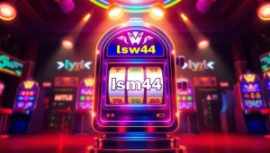 Explore the captivating lsm44 slot machine in a vibrant digital casino environment, highlighting its features.