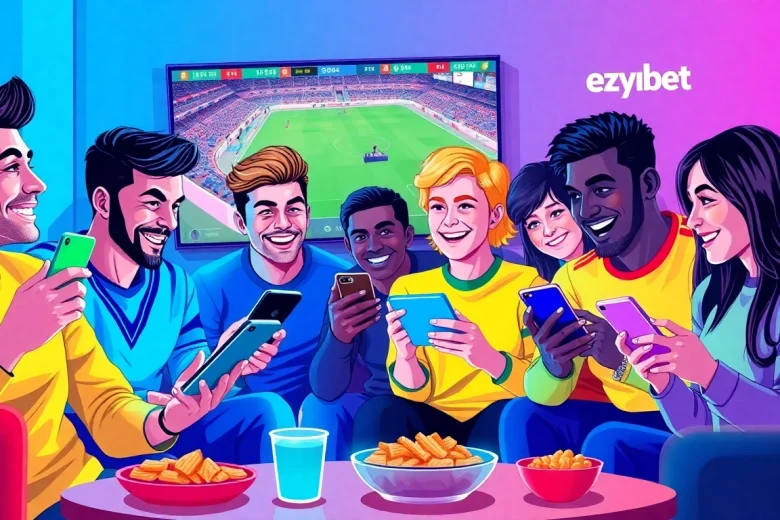 Discover ezybet's thrilling online betting experience with diverse bettors and vibrant atmosphere.