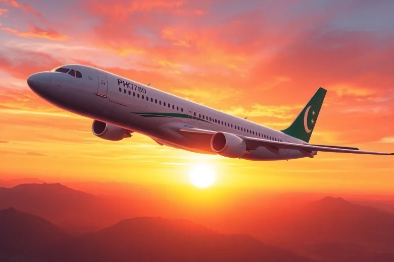 Capturing the moment of PK789 flying at sunrise, showcasing the beauty of travel.