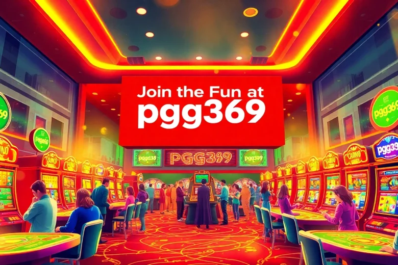 Experience the thrilling world of pgg369 in a vibrant casino setting filled with excited players and colorful slot machines.