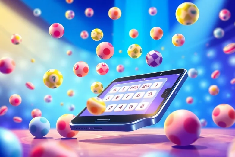 Experience the thrill of lottery gaming with huaysod's vibrant interface and floating colorful lottery balls.