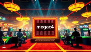 Experience the thrilling excitement of megac4 casino gaming with elaborate slot machines and lively players.