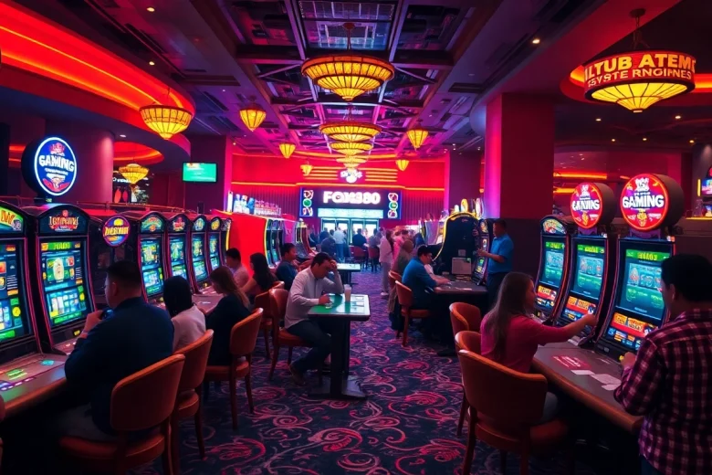 Experience the thrill of fox888 with lively players at a vibrant casino scene.