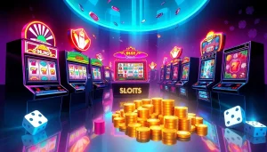 Experience the excitement of ทดลองเล่นสล็อต with vibrant slot game visuals and thrilling atmosphere.